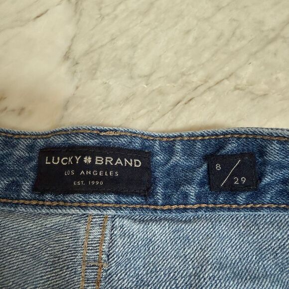 Lucky Brand Boyfriend Short Distressed Raw Hem Blue Denim Sz 8/29 - Picture 4 of 8